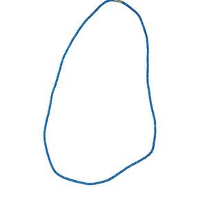 VINTAGE BLUE WOODEN BEADED NECKLACE ARTSY BOHO COTTAGE CORE HIPPIE